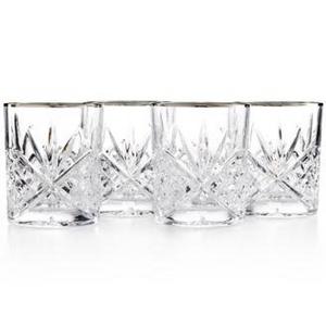 Godinger Dublin Platinum Double Old Fashioned Glasses, Set of 4