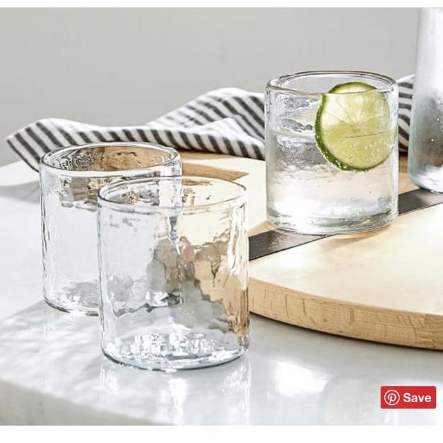 Pottery Barn Handmade Hammered Short Drink Glasses - Set of 4
