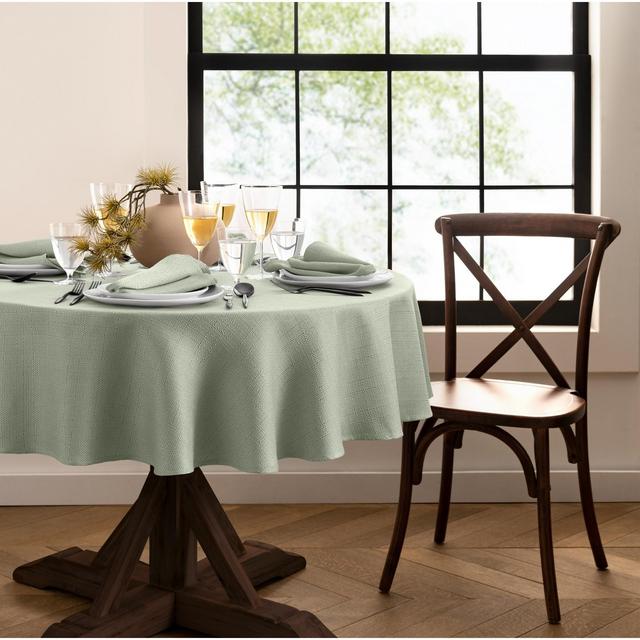 Laurel Solid Texture Water and Stain Resistant Tablecloth - 90" Round - Sage - Elrene Home Fashions