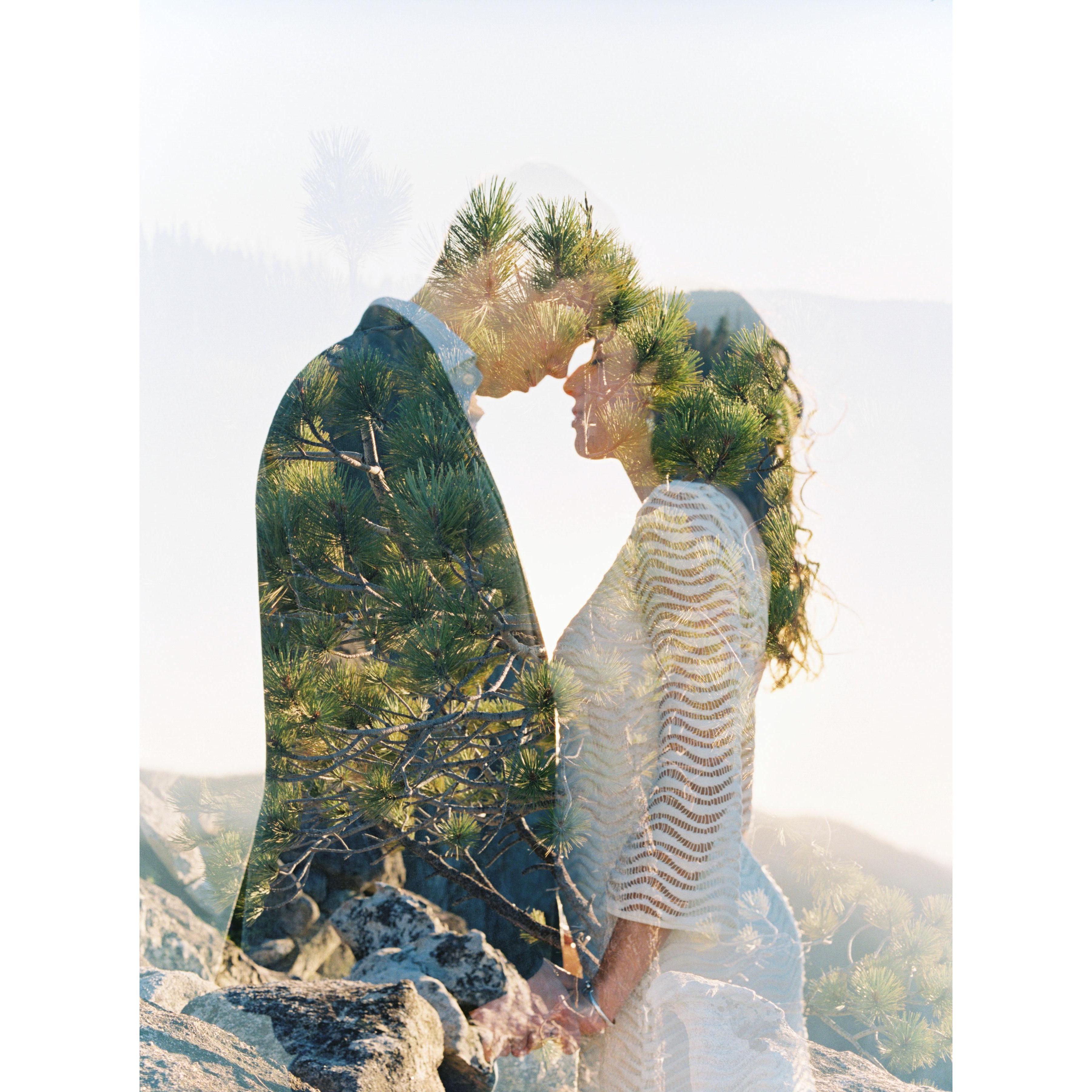 Double exposure shot at Taft Point in Yosemite NP