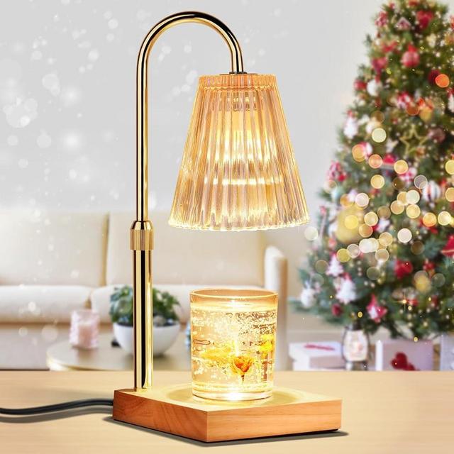 AIFEI Candle Warmer Lamp - Electric Candle Lamp Warmer with Timer & Dimmer Adjustable Height Candle Lamp for Jar Candles with 2 Bulbs Wax Melter Warmer Lamps for Home Decor Gift (Natural Wood 2)