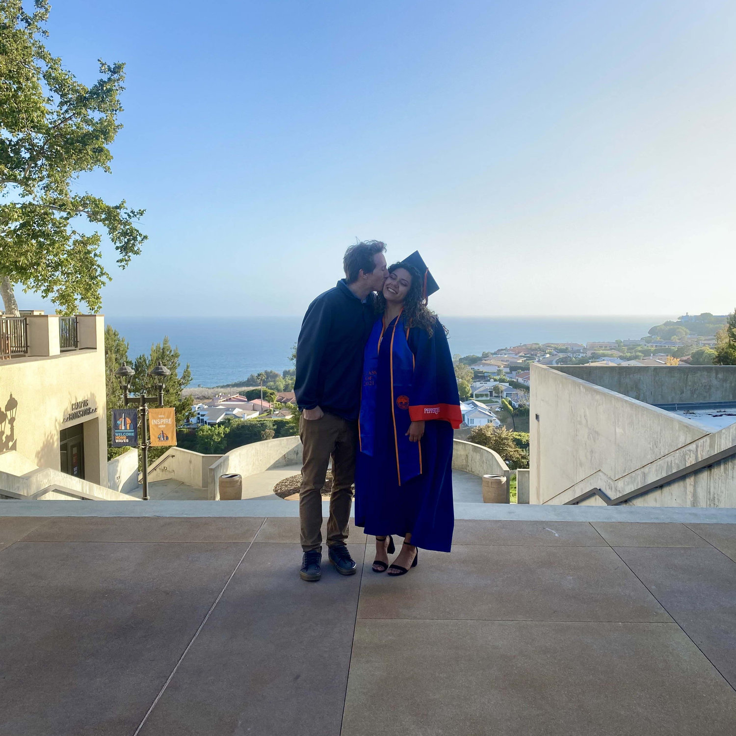 Then I graduated from Pepperdine and even though we didn't have an extra ticket for him to come, he came anyway and snuck in to watch