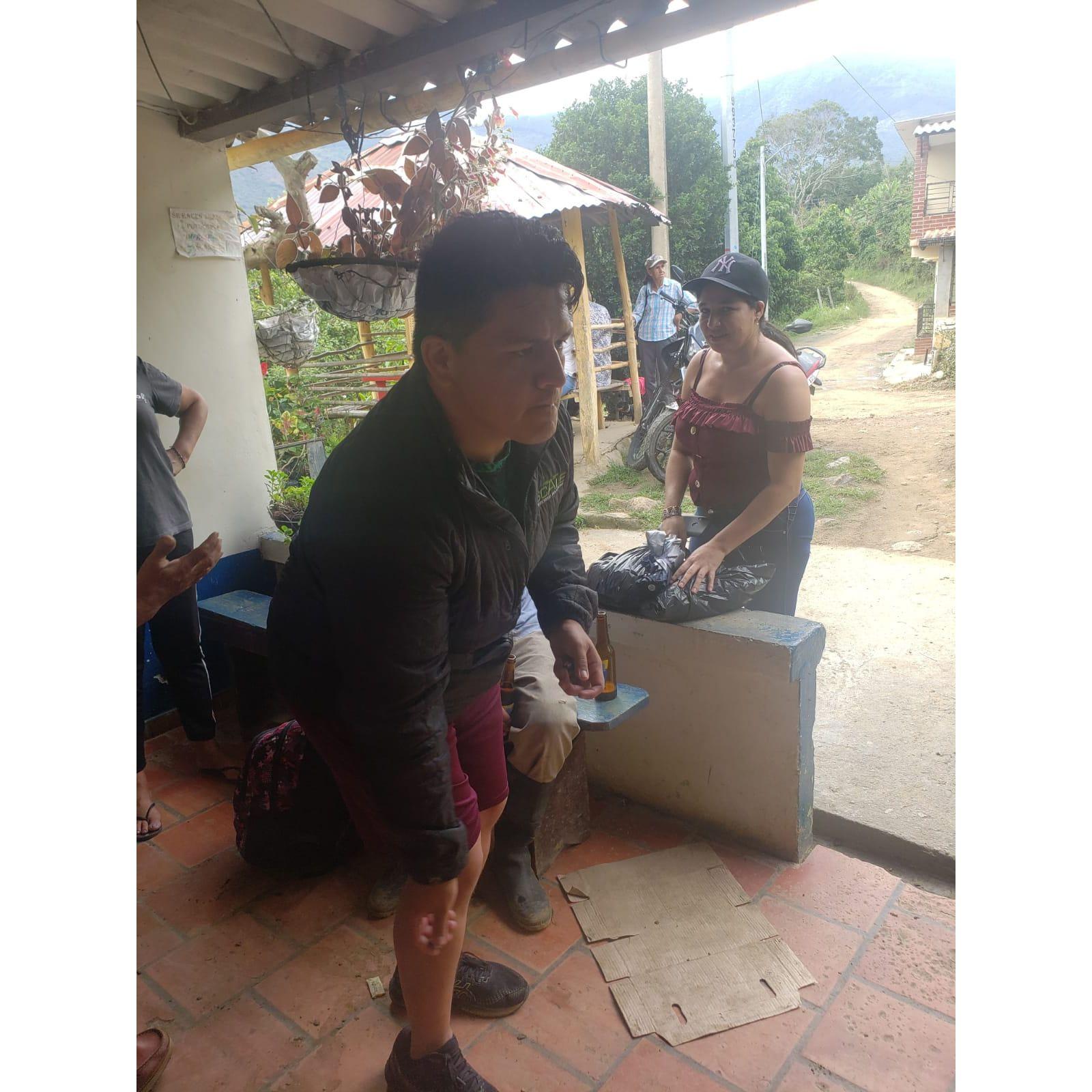 Guillermo playing 'rana,' a traditional Colombian game.