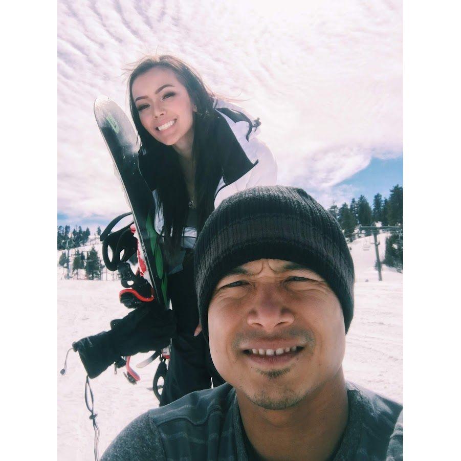 Delina's first time snowboarding