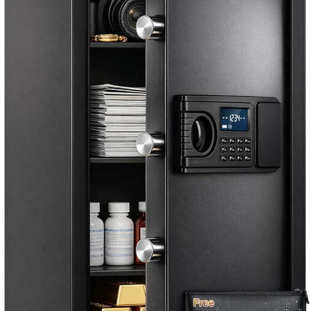 27.6" Tall Fireproof Safe for Home, 6.5 Cuft Safety Box with Fireproof Waterproof Bag,Security Fire Safe Box with Digital Keypad,Smart Aler,Removable Shelf,Document Safes for Valuables