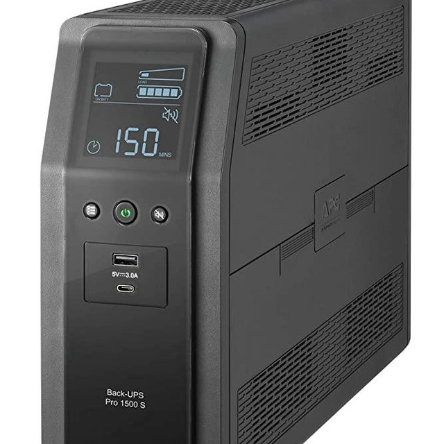 APC UPS, 1500VA Sine Wave UPS Battery Backup & Surge Protector, BR1500MS2, Backup Battery with AVR, (2) USB Charger Ports, Back-UPS Pro Uninterruptible Power Supply