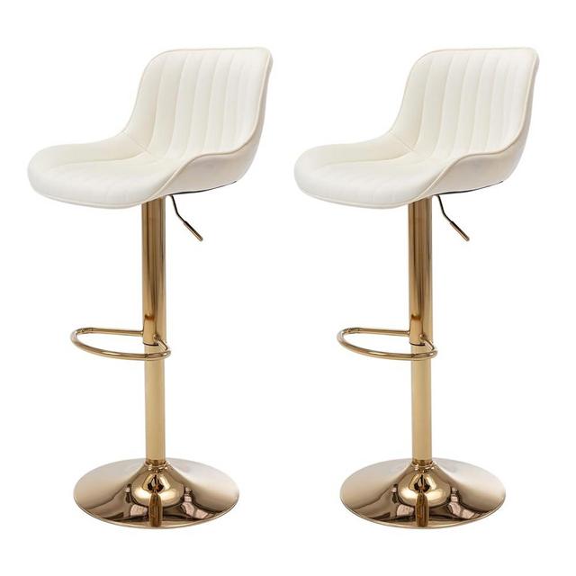 ECHINGLE Modern Velvet Swivel Bar Stools Set of 2 - Adjustable Counter Height Chairs with Backs for Kitchen Home Decor - Beige