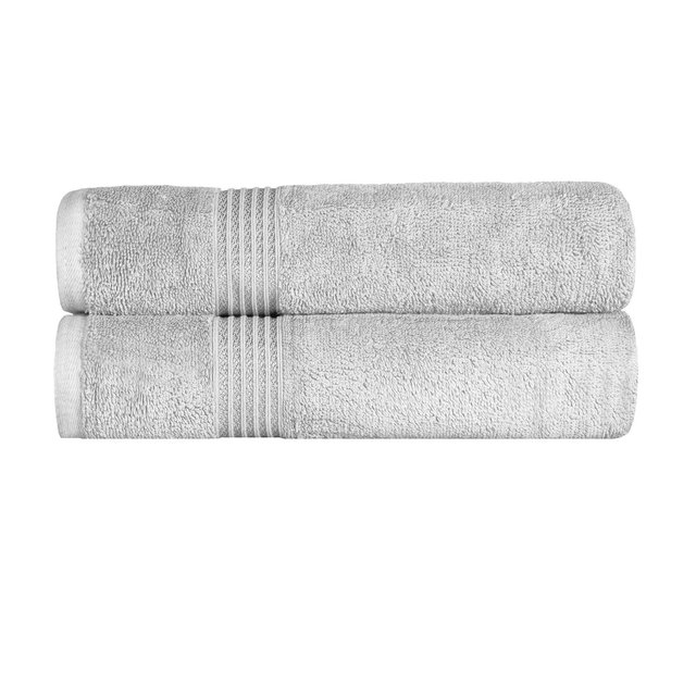 Egyptian Cotton Absorbent Luxury Heavyweight Bath Towel Set of 2, Silver - Blue Nile Mills