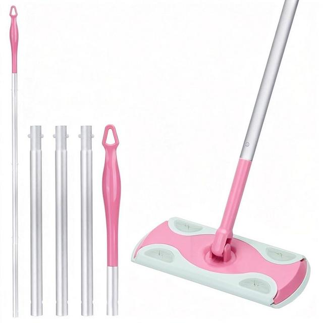 Mop Handle Compatible with Swiffer, Detachable Pink Extra Long Mop Handle for Swiffer