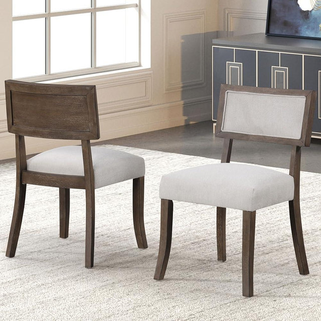 Furniture of America Rafferty Modern Solid Wood Dining Chairs Set of 2, Comfortable Upholstered Seating for Home Kitchen, Living Room, Dinettes, Dark Walnut