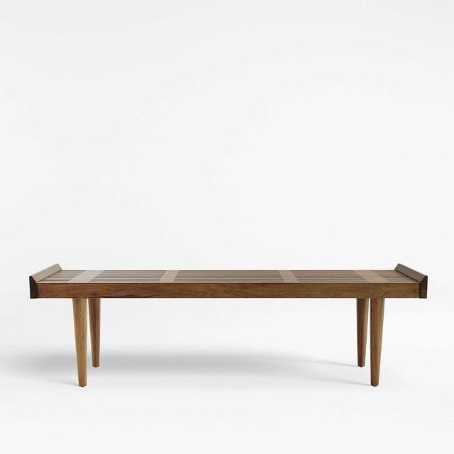 Tate Walnut Slatted Bench