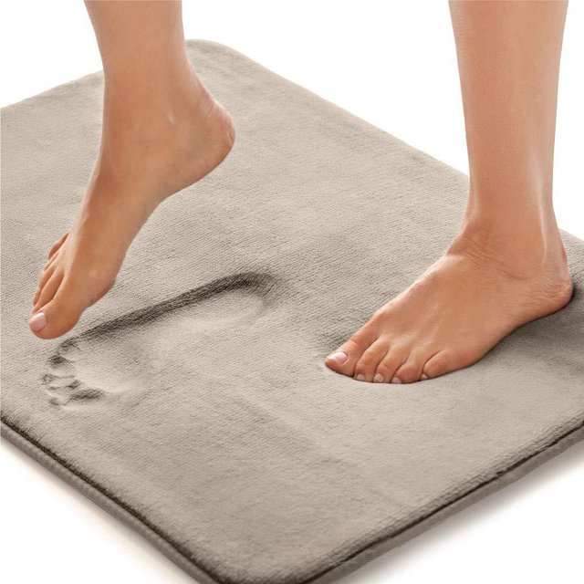 Gorilla Grip Original Thick Memory Foam Bath Rug, 30x20, Cushioned, Soft Floor Mats, Absorbent Premium Bathroom Mat Rugs, Machine Washable, Luxury Plush Comfortable Carpet for Bath Room, Taupe