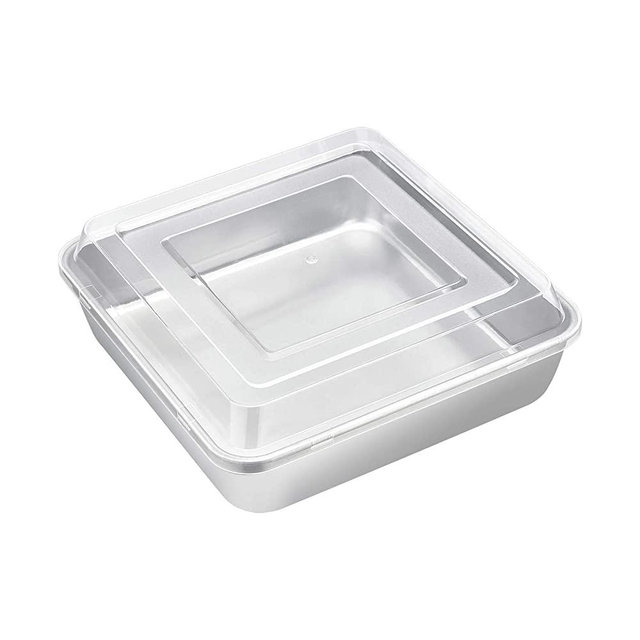 8 x 8-Inch Square Baking Pan with Lid, E-far Stainless Steel Square Cake Brownie Pan, Fit for Toaster Oven, Non-toxic & Healthy, Easy Storage & Dishwasher Safe - 2 Pieces(1 Pan + 1 Lid)