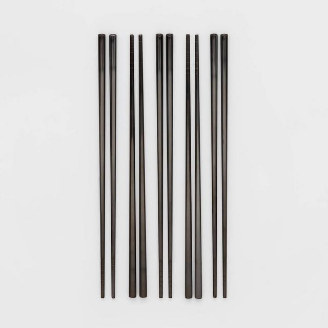 5pk Stainless Steel Chopsticks Set Black - Threshold™