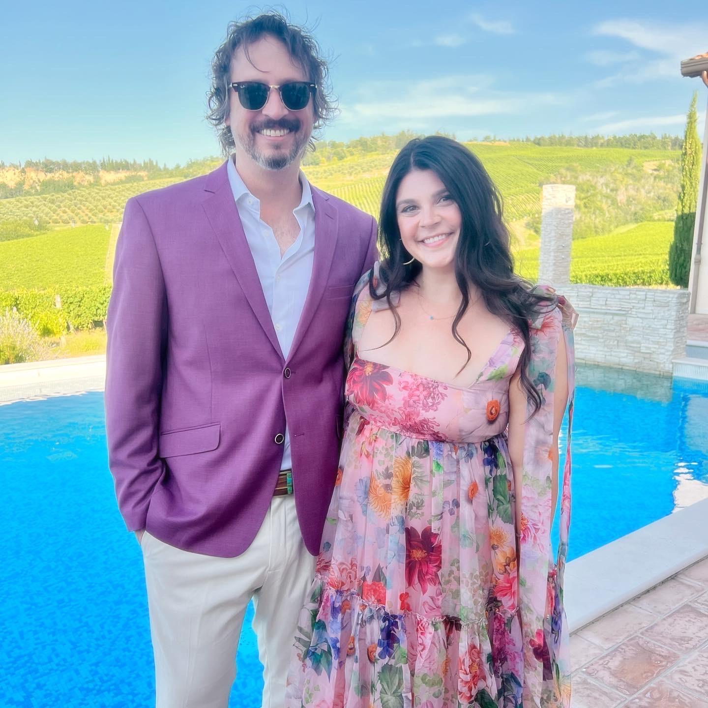 Makenzie's wedding in Italy. Zach looks dapper in the purple Italian sport coat.