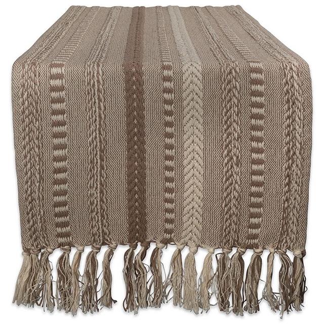 DII Braided Cotton Table Runner Perfect for Spring, Fall Holidays, Parties and Everyday Use, 15x72, Stone Taupe