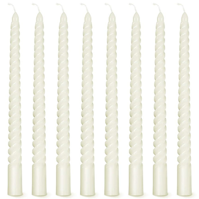 Tivcck 8PCS Spiral Taper Candles,10Inch Twist Taper Candle,White Spiral Candle,Dripless Twisted Candles,Taper Spiral Long Candles Wax Unscented Dinner Candle Stick Candles for Home Decor Party Wedding