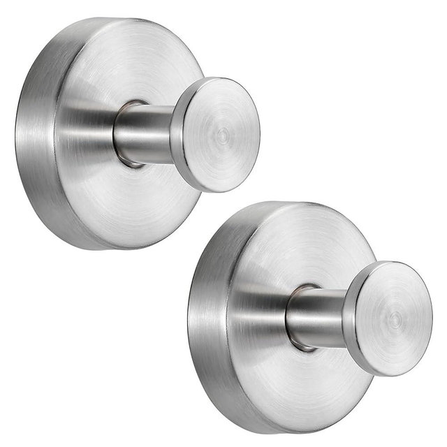 Fenas Suction Cup Hooks for Shower No-Drill Bathroom Hooks for Towels, Robes, Loofah Mountable on Bathroom Walls, Kitchen, Glass, Mirrors, Tile and Smooth,Non-Porous Surfaces (2, Brushed Nickel)