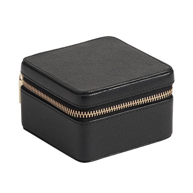 Quinn Leather Petite Travel Box, 4" x 4", Black, Foil Debossed