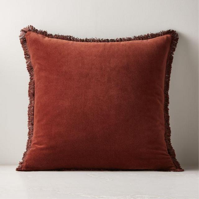 Bettie Dark Rust Red Throw Pillow with Down-Alternative Insert 23"