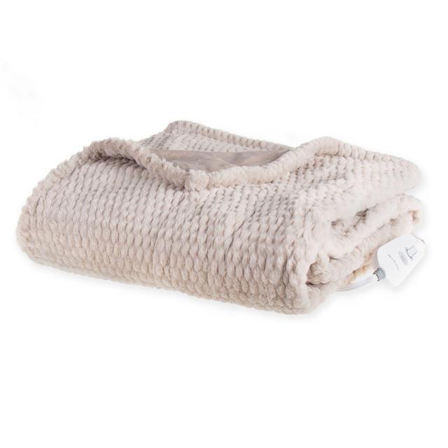 Brookstone® n-a-p® Heated Faux Fur Throw in Sand