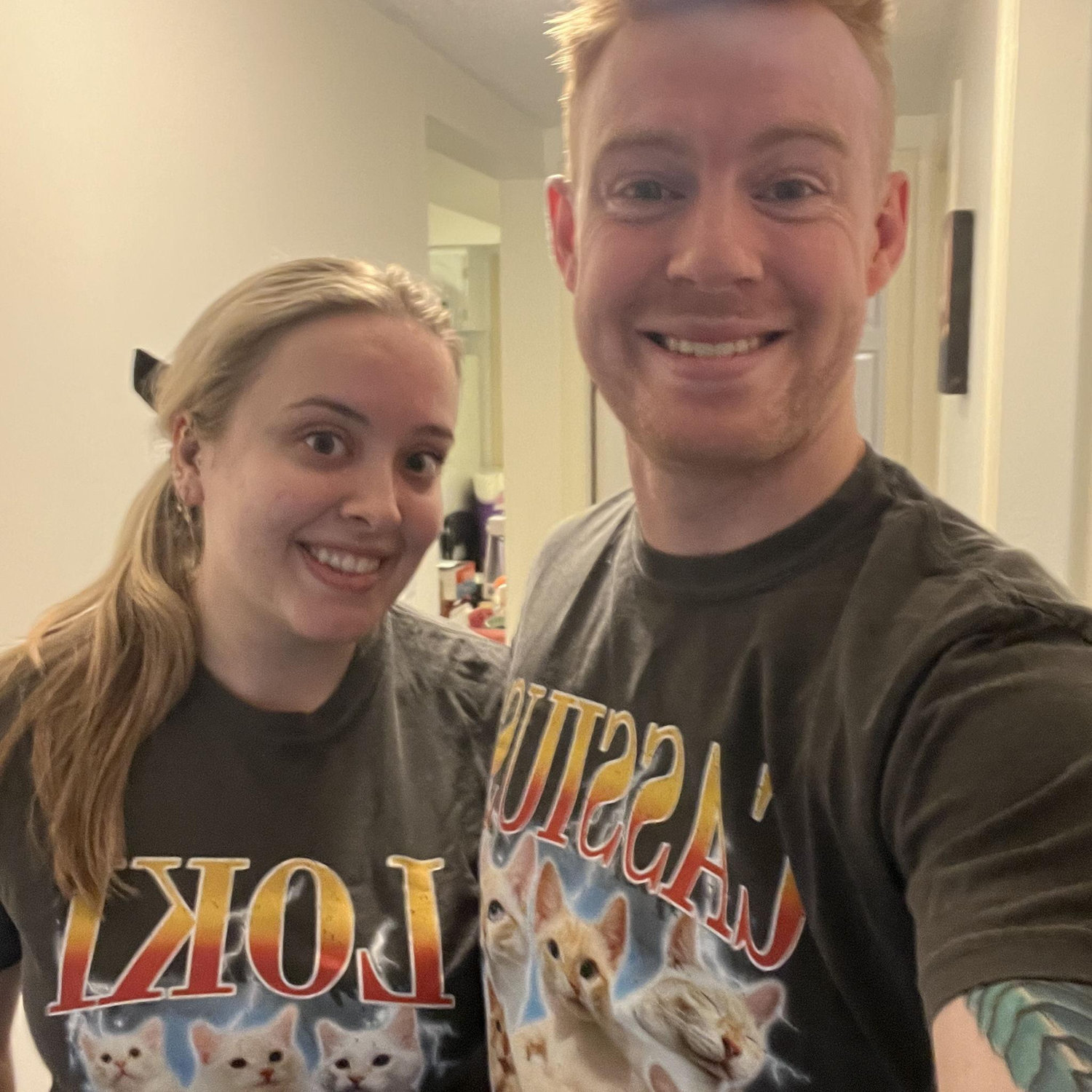 Wearing our custom Cassius and Loki shirts