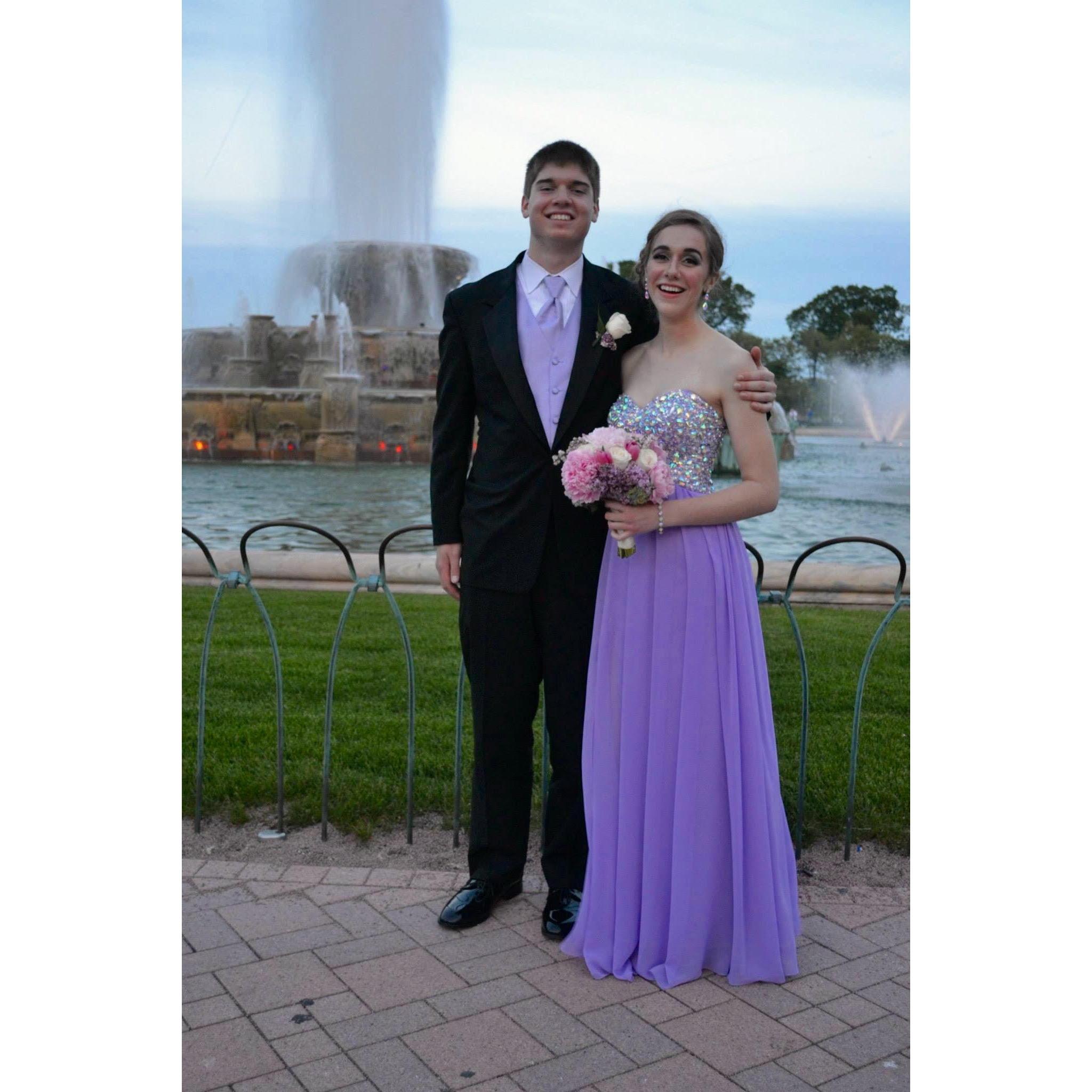 Our first time dressing up together! Homewood Flossmoor HS Prom 2015