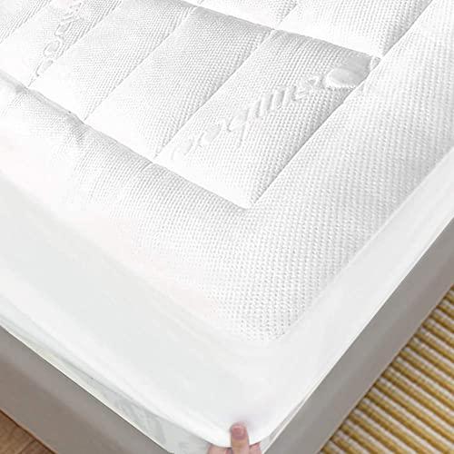 ENITYA Bamboo Mattress Pad King Size Hypoallergenic, Breathable, Soft Quilted Fitted Mattress Cover with 400 GSM Down Alternative Fill (8-21” Deep Pocket)