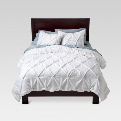 Pinch Pleat Duvet Cover Set (King)3pc White - Threshold&#8482;