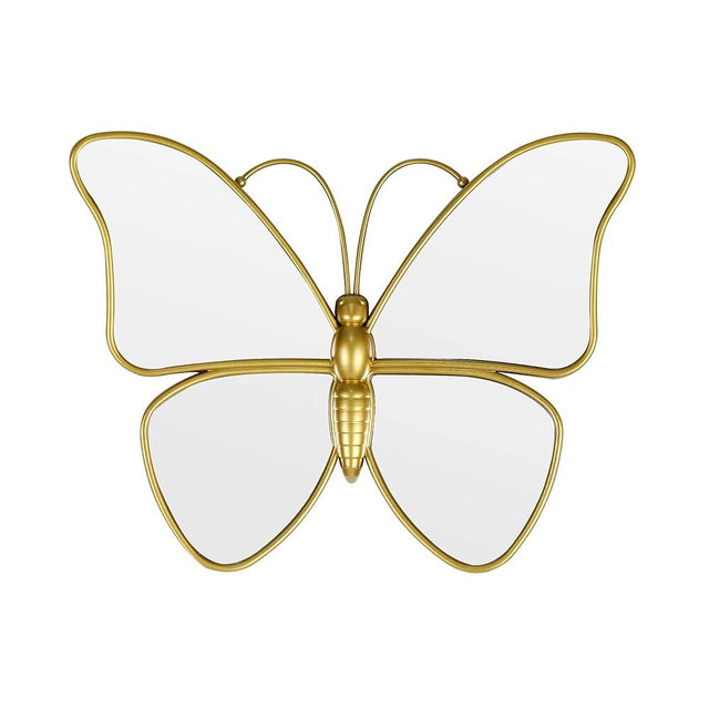Wartter Decorative Butterfly Wall Mirror with Gold Plastic Frame (12.2 x 9.8 inch)