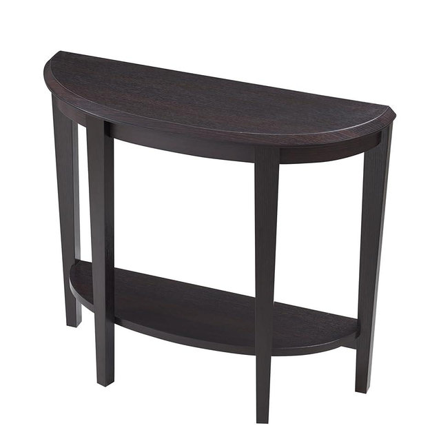HOMES: Inside + Out Payne Modern Half Moon Accent Console Table with Storage Shelf, Decorative Entryway Furniture for Living Room, Hallway, Entrance, Small Spaces, Cappuccino