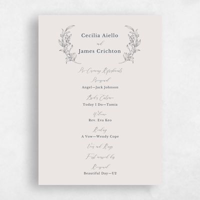 Charcoal, Black Wedding Program - Merriott