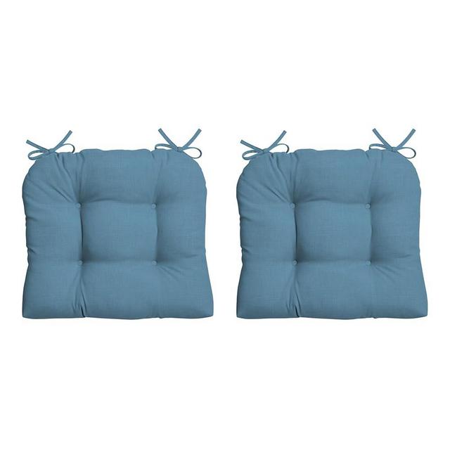 Arden Selections Outdoor Wicker Chair Cushion, 2 Pack, 20 x 18, Water Repellent, Fade Resistant 20 x 18, French Blue Texture