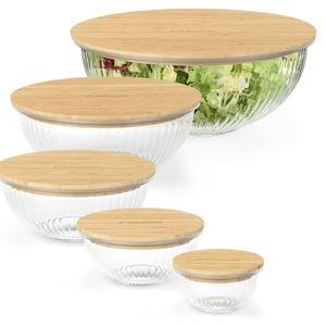 Glass Bowls with Bamboo Lids