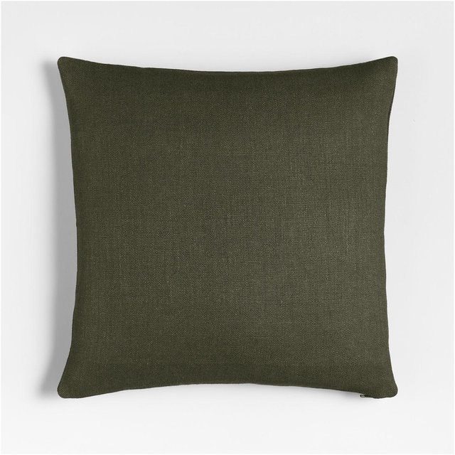 Relaxed Linen Layering 20"x20" Burnt Green Throw Pillow with Down-Alternative Insert