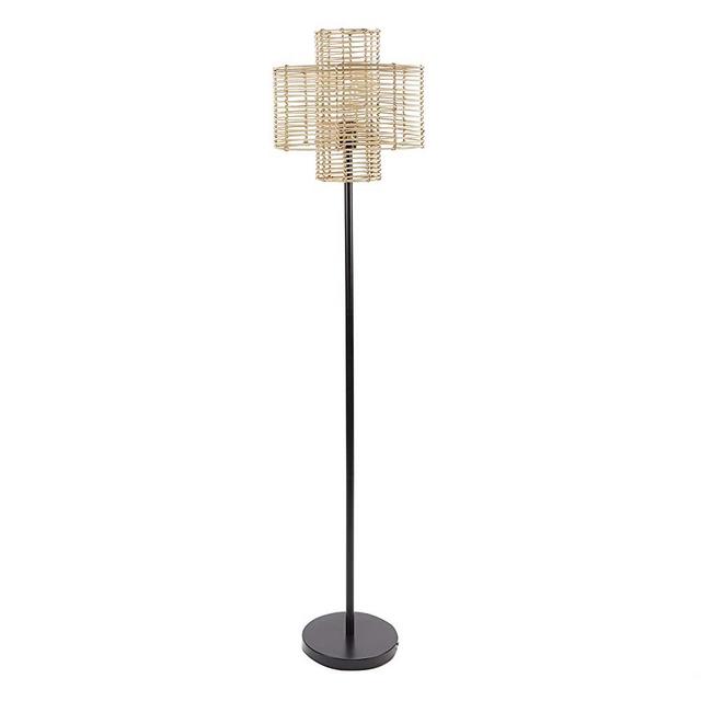Silverwood CPLF1266E Floor Lamp, 15" L x 15" W x 64" H in, Black and Tan