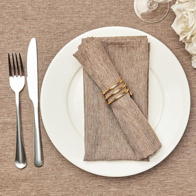 Mebakuk Cloth Napkins Set of 6, Premium 17 x 17 Inch Solid Washable Linen Style Napkins, Soft Table Napkin for Wedding Party Restaurant Dinner Parties (Flaxen, Set of 6)