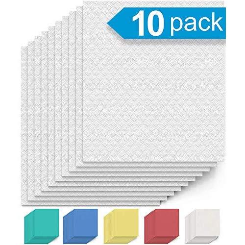 Swedish Dishcloth Cellulose Sponge Cloths – Bulk 10 Pack of Eco-Friendly No Odor Reusable Cleaning Cloths for Kitchen – Absorbent Dish Cloth Hand Towel (10 Dishcloths – White)