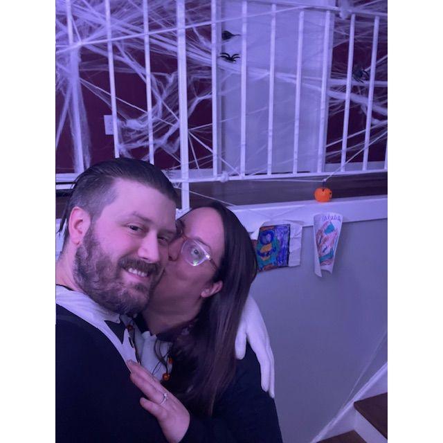 Minutes after David proposed at a Halloween Party - 10/26/24