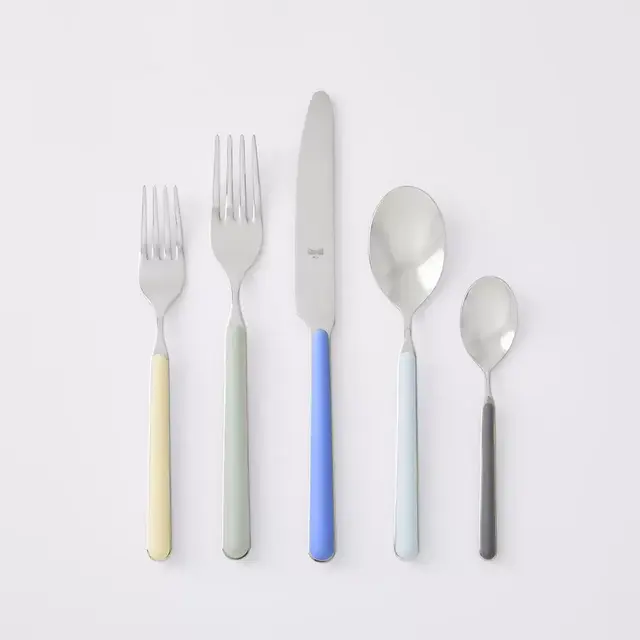 20-Piece Coastal Colored Mepra Italian Flatware, Fantasia Color Flatware Set
