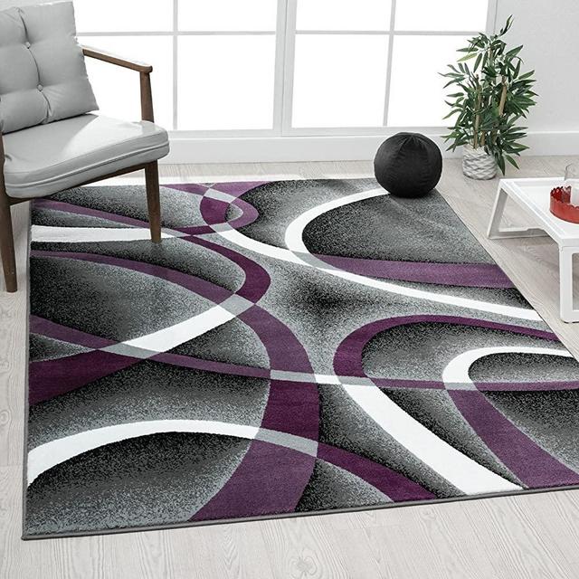 Persian Area Rugs 2305 Modern Abstract Area Rug Carpet, Purple / 8 x 11,2305 Purple 8x11