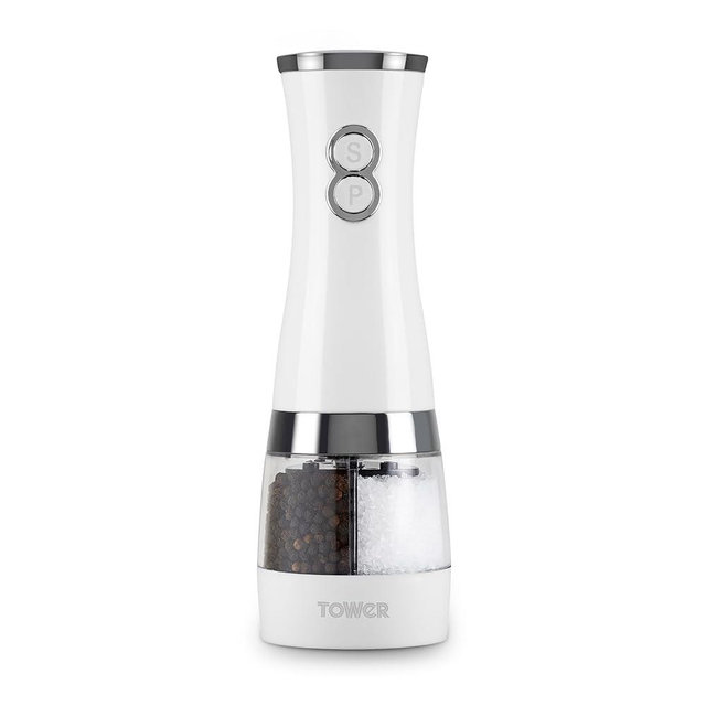Tower Duo Electric Salt/Pepper Mill, White