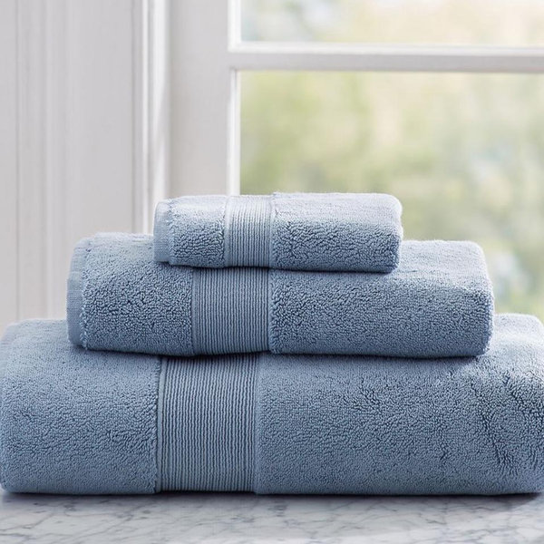 2 light blue pottery barn hand towels