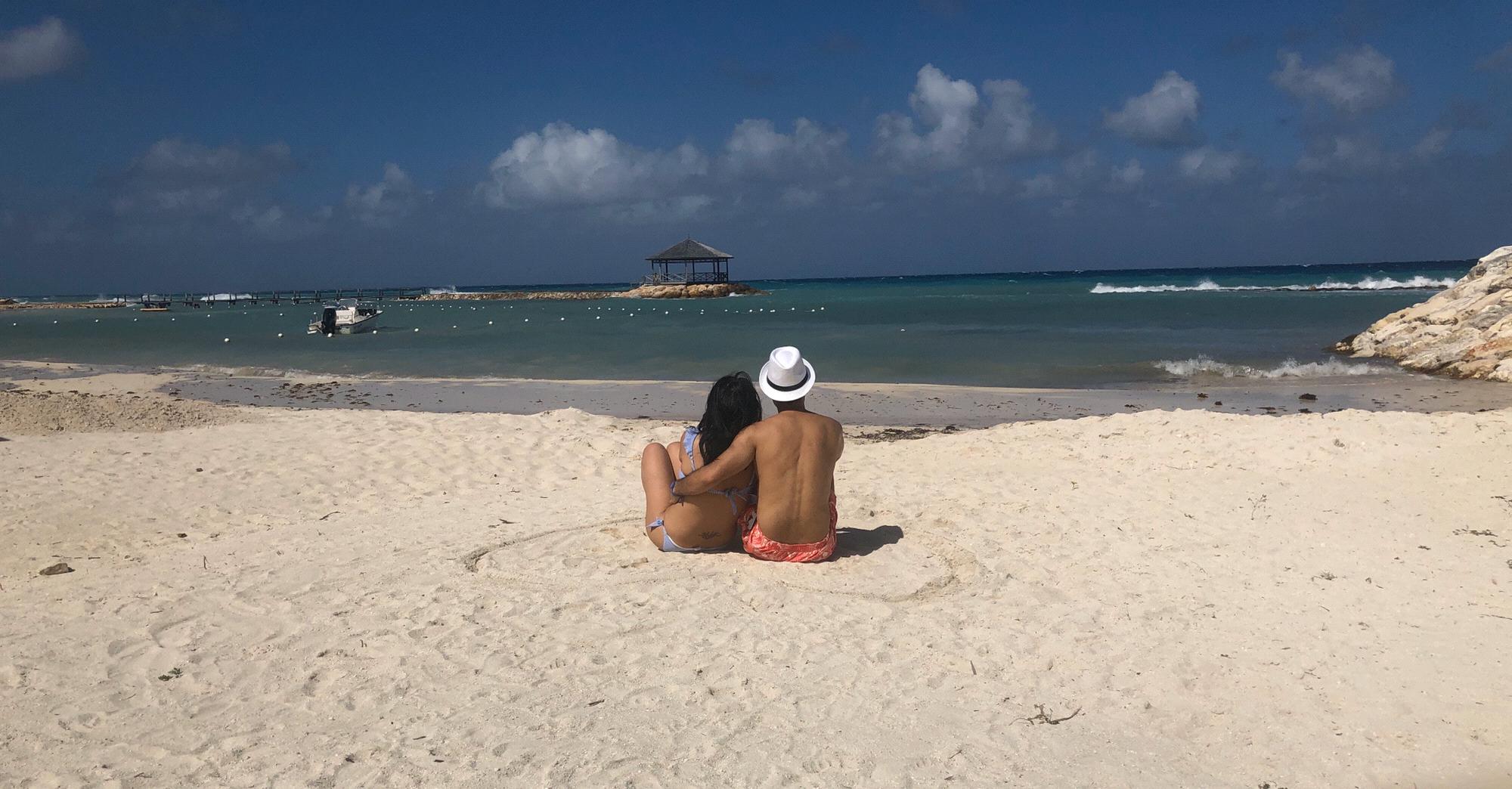 Gazing into the beautiful blue ocean in Montego Bay.