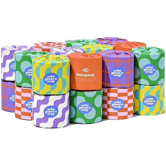 Who Gives A Crap | 100% Recycled Toilet Paper, 24 Rolls, 330 Sheets, Biodegradable & Ecofriendly, Soft & Strong, Virgin Tree Free, Bulk Toilet Paper