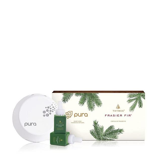 Thymes Pura Smart Home Plug-in Diffuser Kit - Frasier Fir (1 Diffuser + 2 Frasier Fir 0.34 Oz Refill Vials)