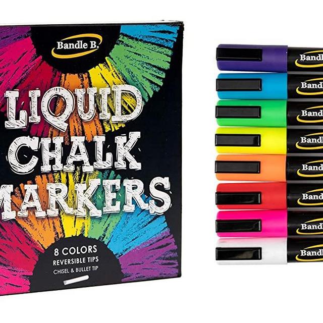 Chalk Markers - 8 Vibrant Colors, Erasable, Non-Toxic, Water-Based, Reversible Tips, Bright Colors For Kids & Adults for Glass or Chalkboard Markers for Businesses, Restaurants, or Use Liquid Chalk Markers on Any Non-Porous Surface