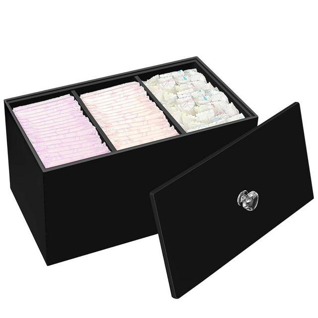 Tampon Box for Bathroom, Tampons and Pads Storage Holder, Women Period Organizer Container, Black