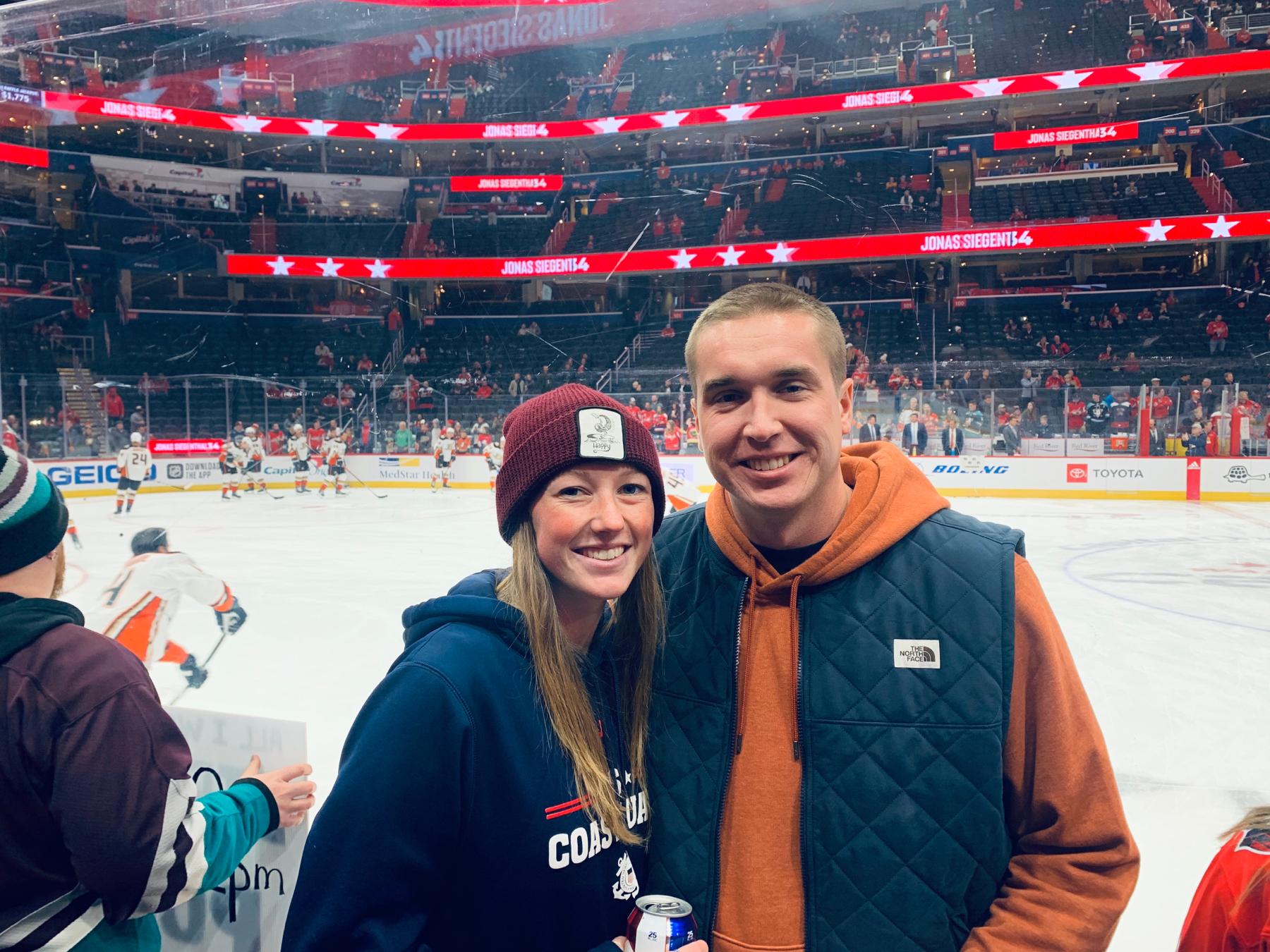 One of our first dates! Billy knew I skipped out on a free Capitals game I had won at work so he surprised me with going to one ourselves!