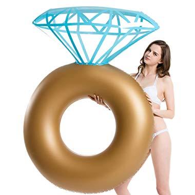 Jasonwell Inflatable Diamond Ring Pool Float - Engagement Ring Bachelorette Party Float Stagette Swimming Tube Floaty Outdoor Water Lounge for Adults & Kids